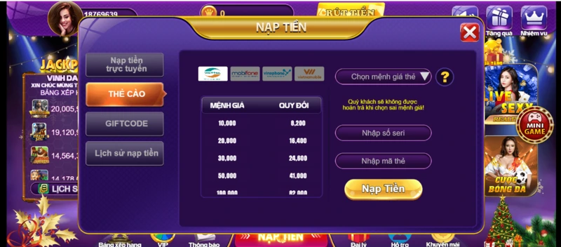 Nạp tiền 68 game bài với các bước dễ thực hiện