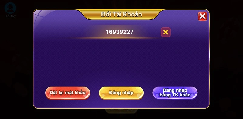 Nhấn chọn đăng nhập để vào cổng game