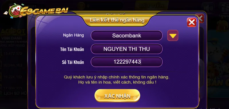 Lỗi rút tiền do sai thông tin ngân hàng